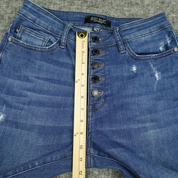 Judy Blue Jeans Womens 5/27 Denim Distressed Button Fly Boyfriend Fit Stretch - Picture 11 of 13